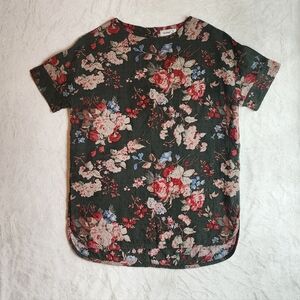 Japanese LINEN Floral T SHIRT Dress TUNIC